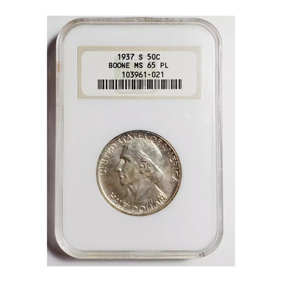 1937-S Boone Commemorative Half Dollar MS-65 NGC (PL) 1937-S Boone Commemorative Half Dollar MS-65 NGC (PL)