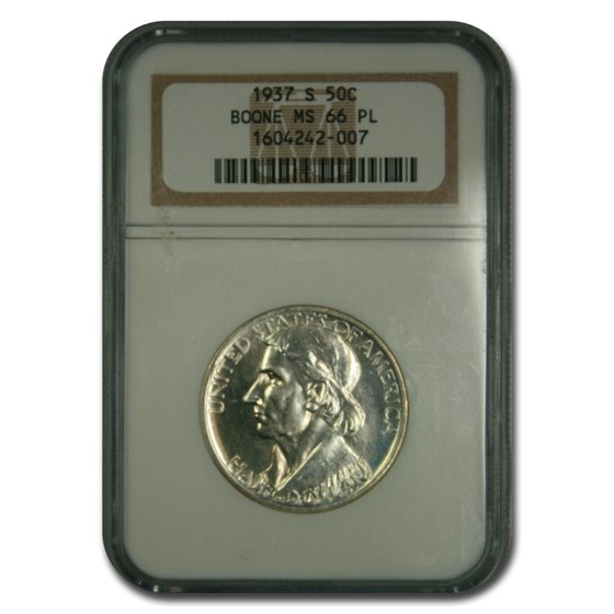 1937-S Boone Commemorative Half Dollar MS-66 NGC (PL) 1937-S Boone Commemorative Half Dollar MS-66 NGC (PL)
