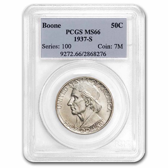 1937-S Boone Half Dollar MS-66 PCGS 1937-S Boone Half Dollar MS-66 PCGS