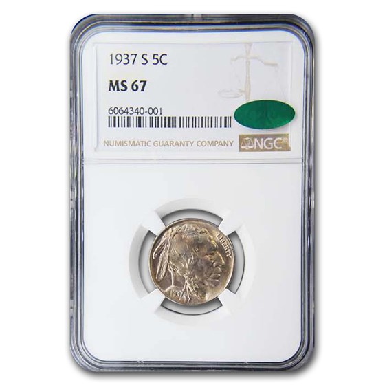 1937-S Buffalo Nickel MS-67 NGC CAC 1937-S Buffalo Nickel MS-67 NGC CAC