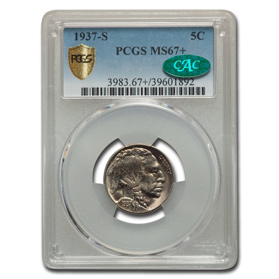 1937-S Buffalo Nickel MS-67+ PCGS CAC 1937-S Buffalo Nickel MS-67+ PCGS CAC