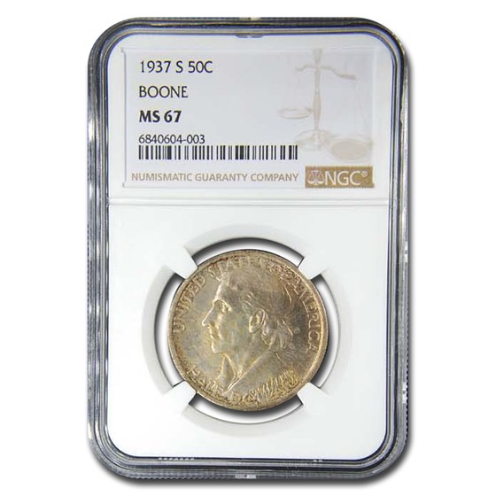 1937-S Daniel Boone Half Dollar MS-67 NGC 1937-S Daniel Boone Half Dollar MS-67 NGC