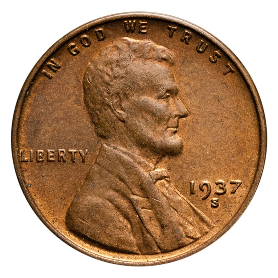 1937-S Lincoln Cent BU (Red/Brown)