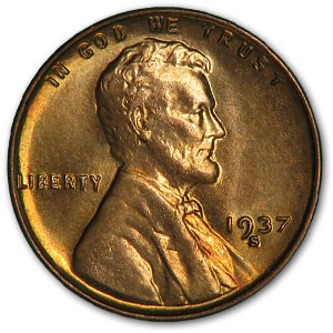 1937-S Lincoln Cent BU (Red)
