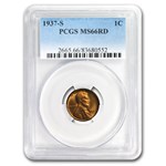 1937-S Lincoln Cent MS-66 PCGS (Red)