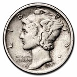 1937-S Mercury Dime 50-Coin Roll Avg Circ