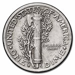 1937-S Mercury Dime 50-Coin Roll Avg Circ
