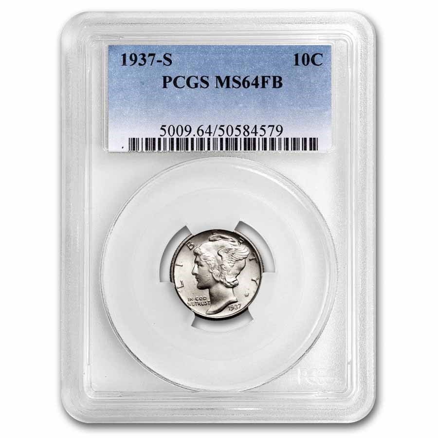 1937-S Mercury Dime MS-64 PCGS (FB)
