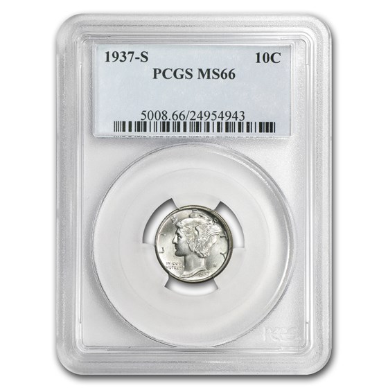 1937-S Mercury Dime MS-66 PCGS 1937-S Mercury Dime MS-66 PCGS