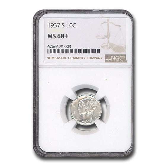 1937-S Mercury Dime MS-68+ NGC 1937-S Mercury Dime MS-68+ NGC