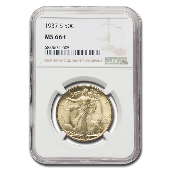 1937-S Walking Liberty Half Dollar MS-66+ NGC 1937-S Walking Liberty Half Dollar MS-66+ NGC