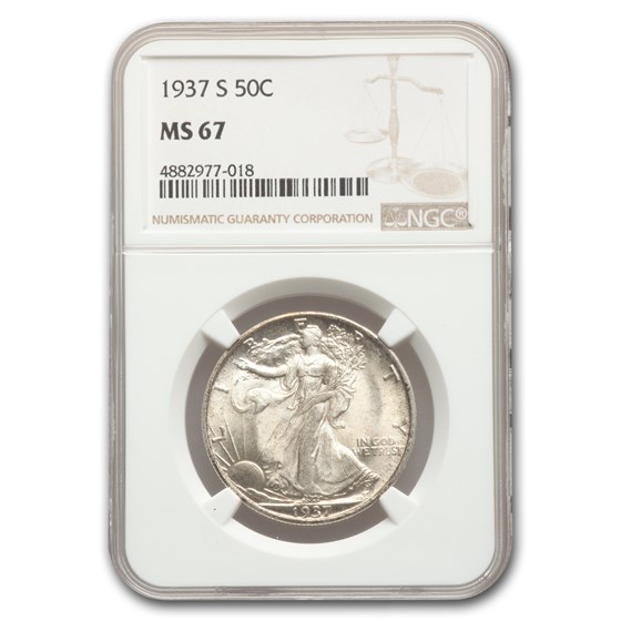 1937-S Walking Liberty Half Dollar MS-67 NGC 1937-S Walking Liberty Half Dollar MS-67 NGC