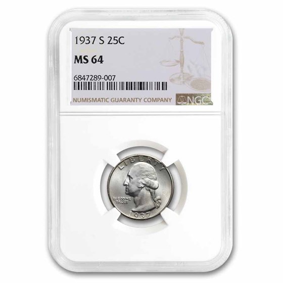 1937-S Washington Quarter MS-64 NGC 1937-S Washington Quarter MS-64 NGC