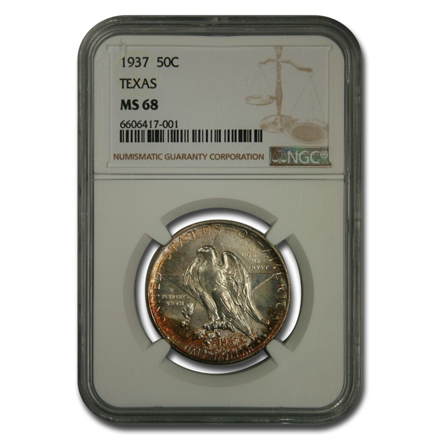 1937 Texas Centennial Commemorative Half Dollar MS-68 NGC