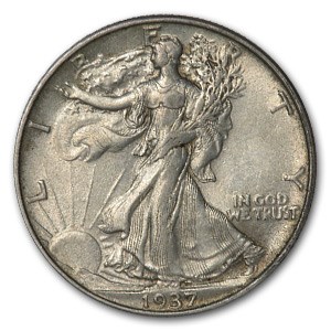 1937 Walking Liberty Half Dollar AU