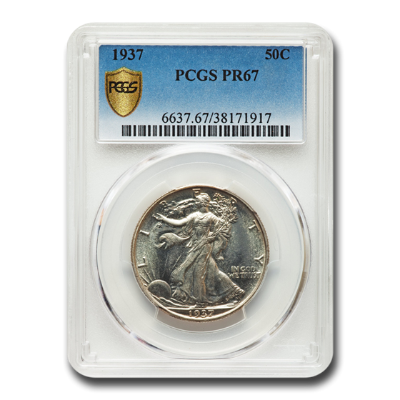 1937 Walking Liberty Half Dollar PR-67 PCGS 1937 Walking Liberty Half Dollar PR-67 PCGS