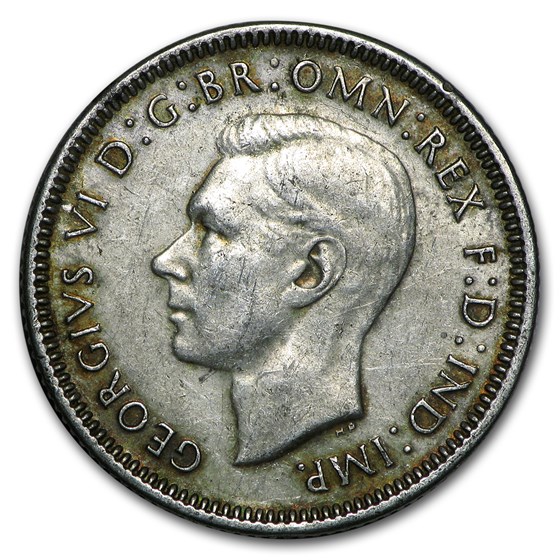 1938-1944 Australia Silver Shillings George VI Avg Circ 1938-1944 Australia Silver Shillings George VI Avg Circ