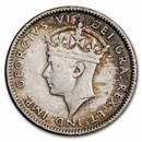 1938-1944 Newfoundland Silver 10 Cents George VI Avg Circ