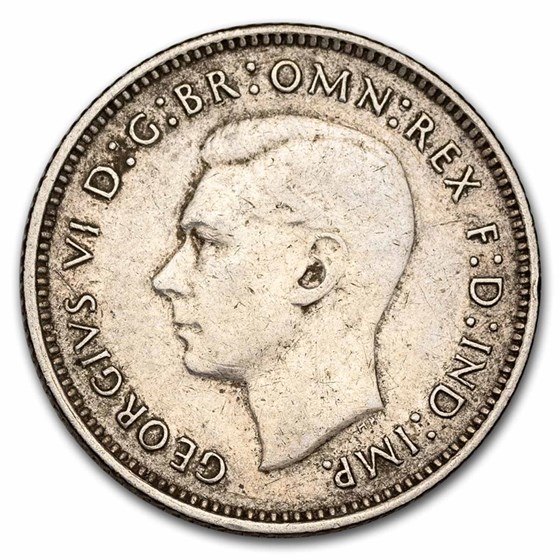 1938-1945 Australia Silver 6 Pence George VI Avg Circ 1938-1945 Australia Silver 6 Pence George VI Avg Circ