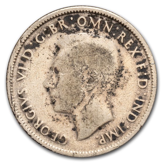 1938-1945 Australia Silver Florin George VI Avg Circ 1938-1945 Australia Silver Florin George VI Avg Circ