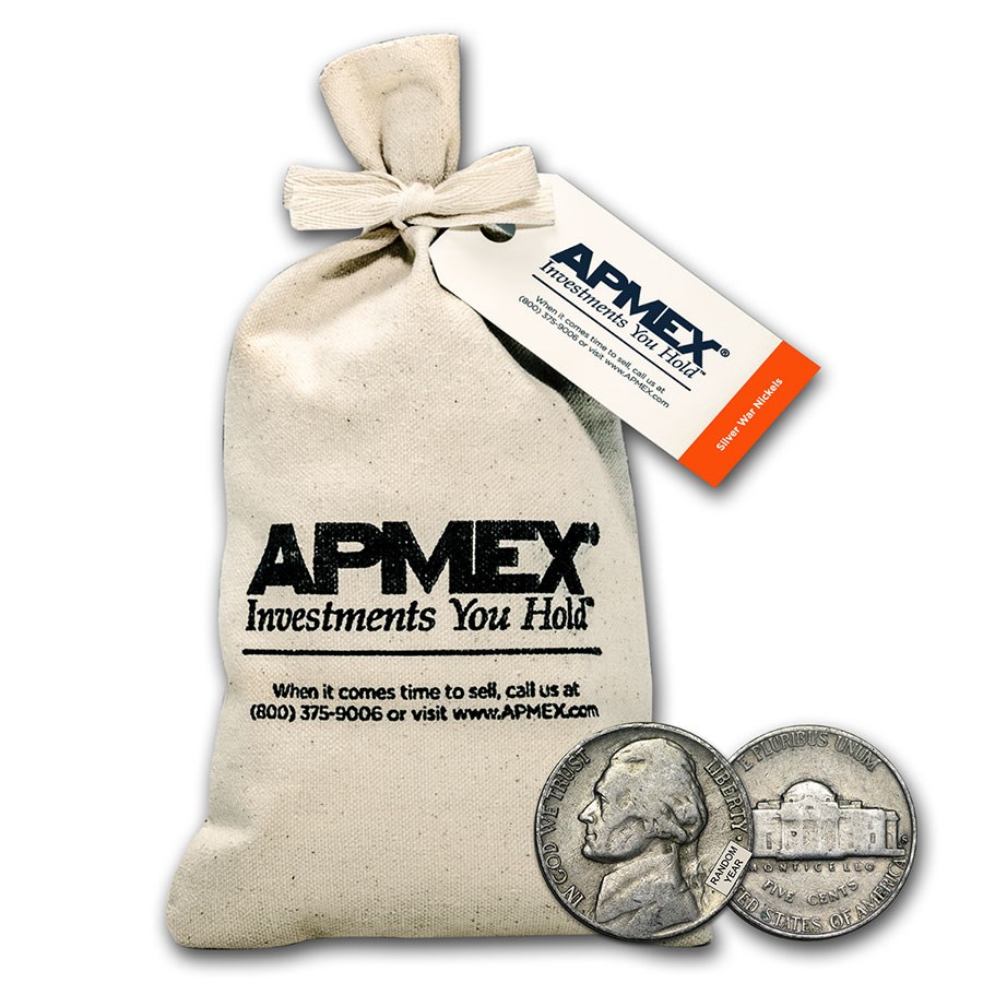 1938-1959 Jefferson Nickel 1000 Count Bag Avg Circ