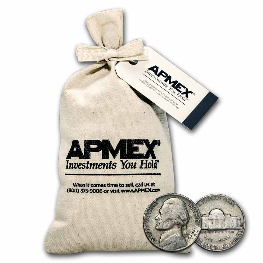 1938-1959 Jefferson Nickel 4000 Count Bag Avg Circ