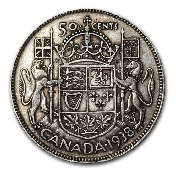 1938 Canada Silver 50 Cents George VI XF