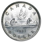 1938 Canada Silver Dollar George VI AU