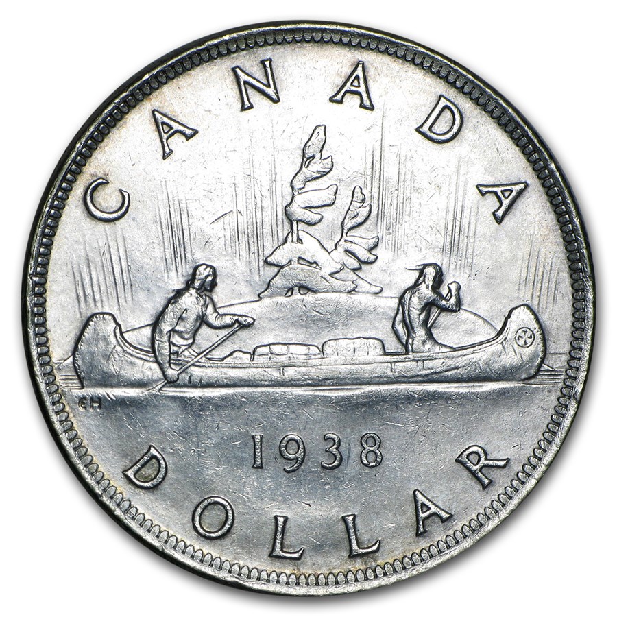1938 Canada Silver Dollar George VI AU