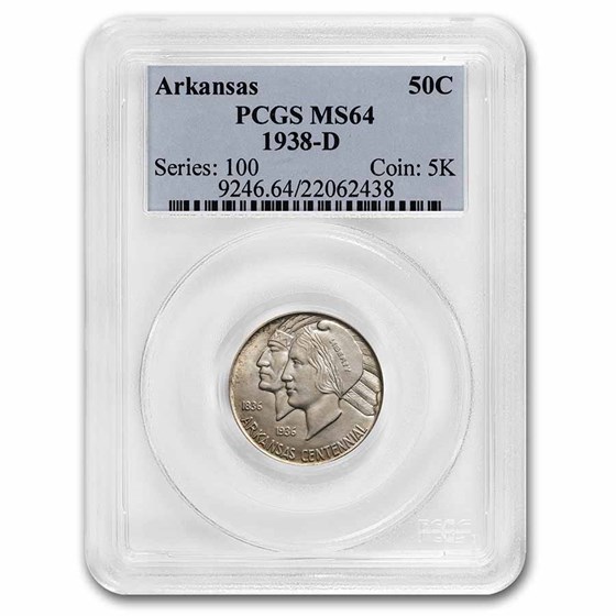 1938-D Arkansas Centennial Half Dollar MS-64 PCGS