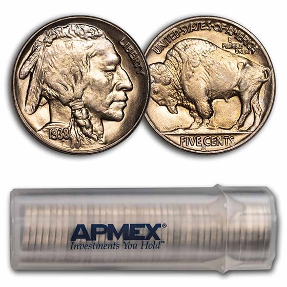 1938-D Buffalo Nickel 40-Coin Roll BU 1938-D Buffalo Nickel 40-Coin Roll BU