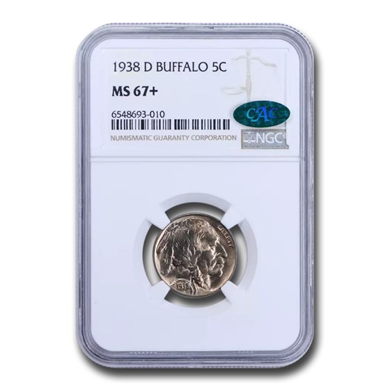 1938-D Buffalo Nickel MS-67+ NGC CAC 1938-D Buffalo Nickel MS-67+ NGC CAC