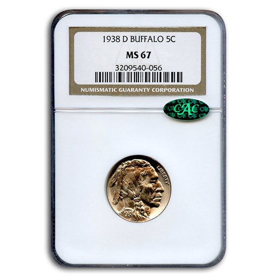 1938-D Buffalo Nickel MS-67 NGC CAC 1938-D Buffalo Nickel MS-67 NGC CAC