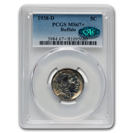 1938-D Buffalo Nickel MS-67+ PCGS CAC 1938-D Buffalo Nickel MS-67+ PCGS CAC