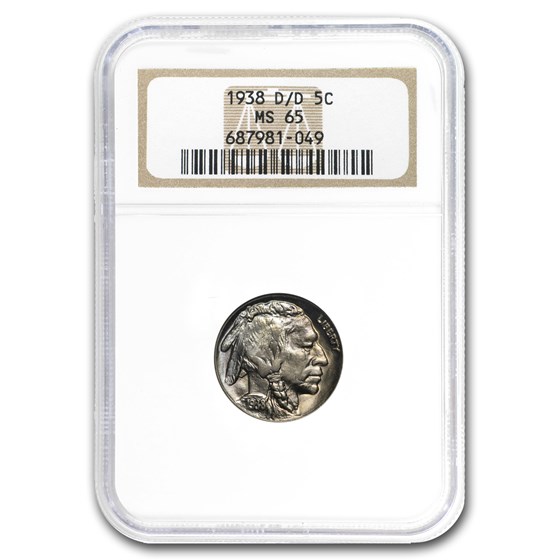 1938-D/D Buffalo Nickel MS-65 NGC 1938-D/D Buffalo Nickel MS-65 NGC