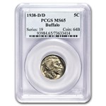 1938-D/D Buffalo Nickel MS-65 PCGS
