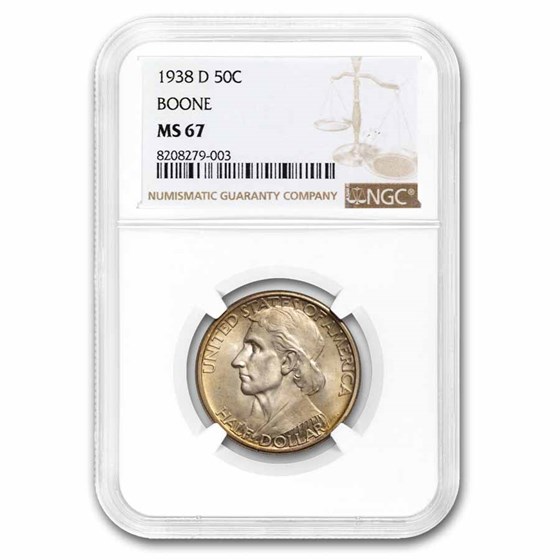 1938-D Daniel Boone Bicentennial Half Dollar MS-67 NGC 1938-D Daniel Boone Bicentennial Half Dollar MS-67 NGC