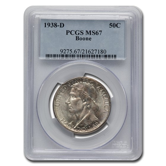 1938-D Daniel Boone Half Dollar Commem MS-67 PCGS 1938-D Daniel Boone Half Dollar Commem MS-67 PCGS