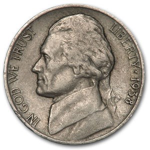 1938-D Jefferson Nickel Avg Circ