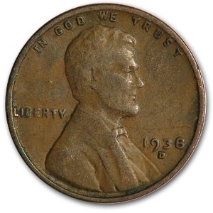 1938-D Lincoln Cent Fine+ 1938-D Lincoln Cent Fine+