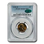 1938-D Lincoln Cent MS-66+ PCGS CAC (Red)