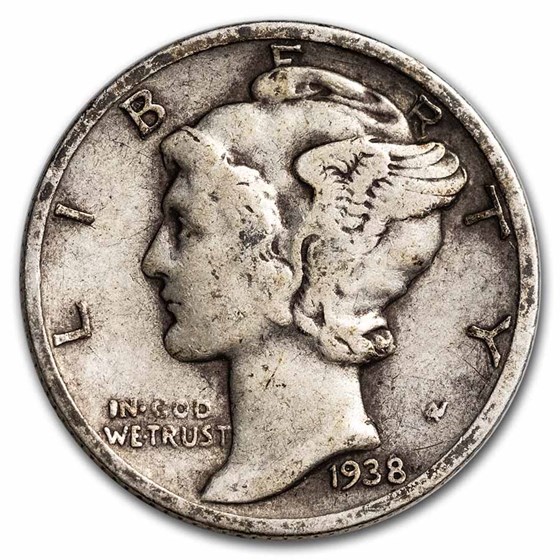 1938-D Mercury Dime Average Circulated 1938-D Mercury Dime Average Circulated