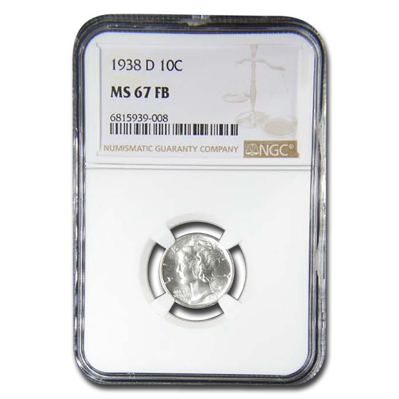 1938-D Mercury Dime MS-67 NGC (FB) 1938-D Mercury Dime MS-67 NGC (FB)