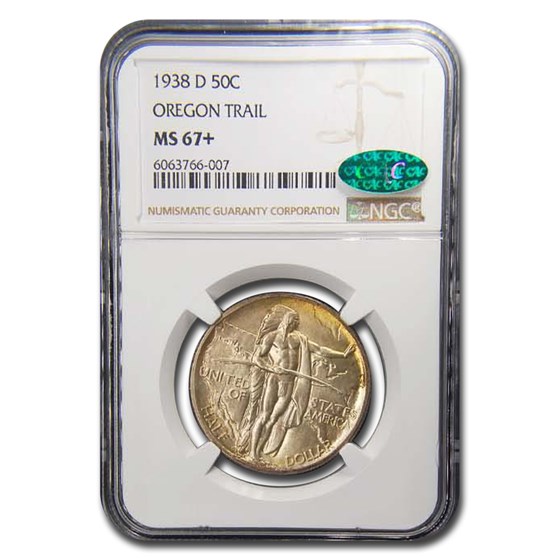 1938-D Oregon Trail Commemorative Half Dollar MS-67+ NGC CAC 1938-D Oregon Trail Commemorative Half Dollar MS-67+ NGC CAC