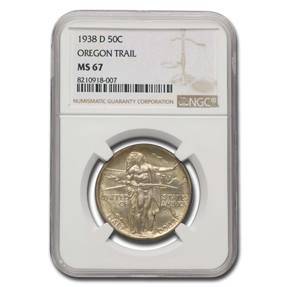 1938-D Oregon Trail Commemorative Half Dollar MS-67 NGC 1938-D Oregon Trail Commemorative Half Dollar MS-67 NGC