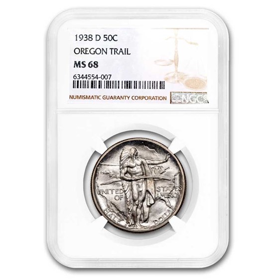 1938-D Oregon Trail Commemorative Half Dollar MS-68 NGC
