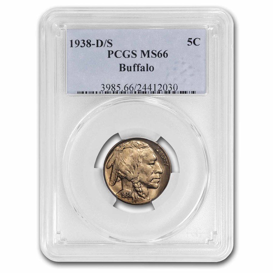 1938-D/S Buffalo Nickel MS-66 PCGS