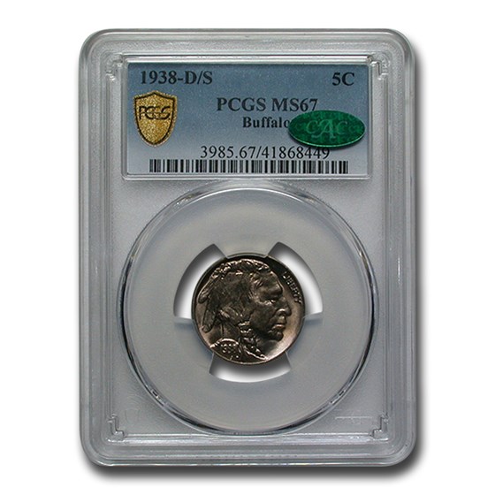 1938-D/S Buffalo Nickel MS-67 PCGS CAC 1938-D/S Buffalo Nickel MS-67 PCGS CAC