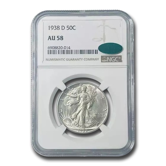 1938-D Walking Liberty Half Dollar AU-58 NGC CAC 1938-D Walking Liberty Half Dollar AU-58 NGC CAC