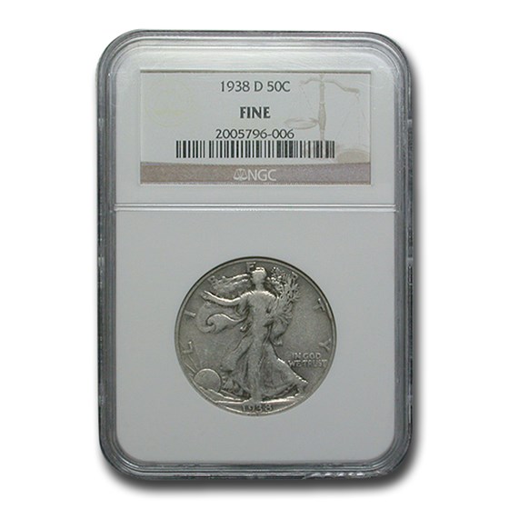 1938-D Walking Liberty Half Dollar Fine NGC 1938-D Walking Liberty Half Dollar Fine NGC